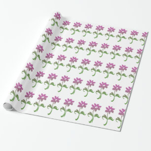 Pink and Green Flower Garden Gift Wrapping Paper