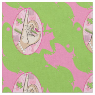 Pink and green frog fabric