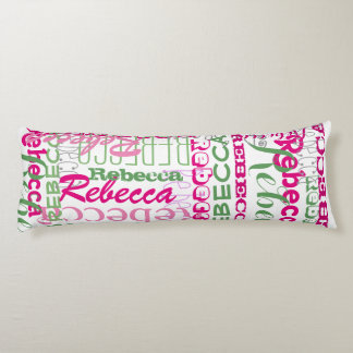Pink and Green Fun Name Collage Allover Pattern Body Cushion