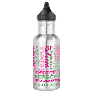 Pink and Green Fun Name Collage Allover Print 532 Ml Water Bottle