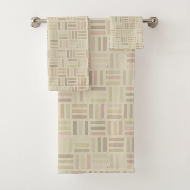 pink and green Geometric Bath Towel Set (Insitu)