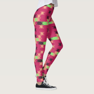 pink and green geometric leggings