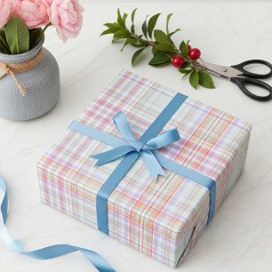 Pink and Green Geometric Plaid Wrapping Paper