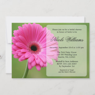Pink and Green Gerbera Daisy Bridal Shower Invitation