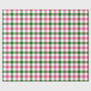 Pink and Green Gingham Wrapping Paper