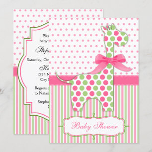 Pink and Green Giraffe Baby Shower Invitation