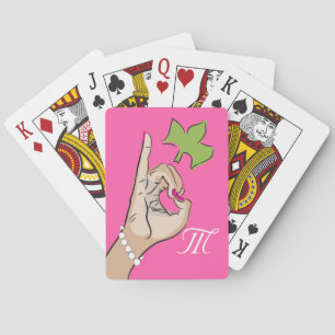 Pink and green girly monogram playing card