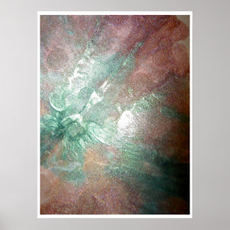 Pink and Green Glitter Paint Splatters Verticle Poster