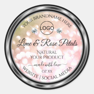 Pink and Green Glitter Product Label Diamonds Logo