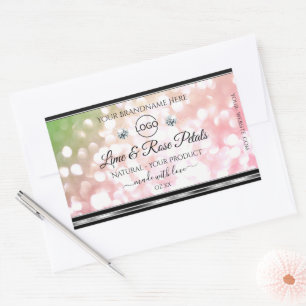 Pink and Green Glitter Product Label Diamonds Logo