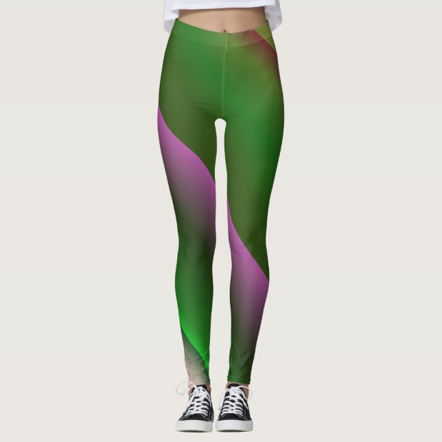 Pink And Green Gradient Fun Leggings (Front)