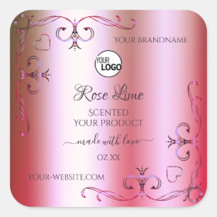 Pink and Green Gradient Ornate Product Labels Logo