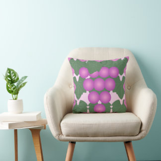 Pink and Green Grape Pattern Christian Home Decor Cushion