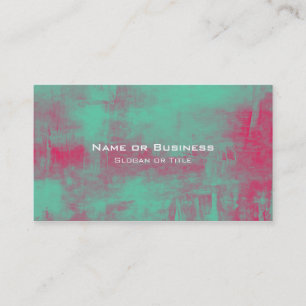 Pink and Green Grunge Painted Abstract Business Card