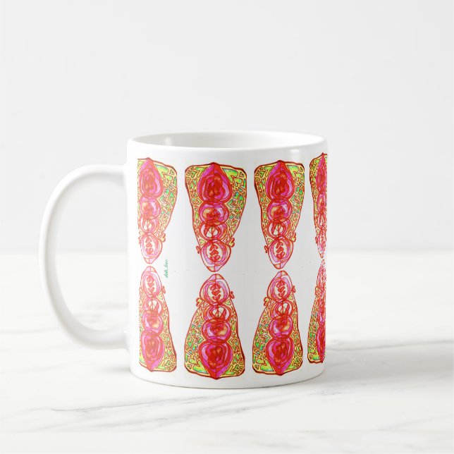 Pink and Green Hearts Coffee Mug (Left)