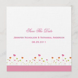 Pink and Green Hearts Save The Date