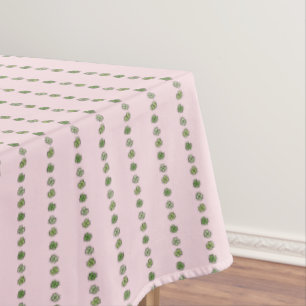 Pink and Green Irish Shamrock Stripes Tablecloth