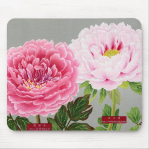 PINK AND GREEN JAPANESE FLOWERS Mousepad
