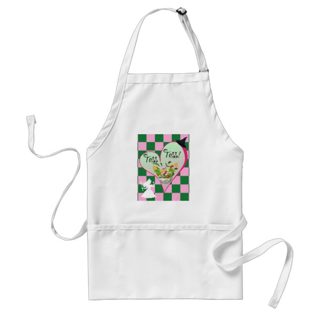 Pink and Green Kitchen Apron  (Front)