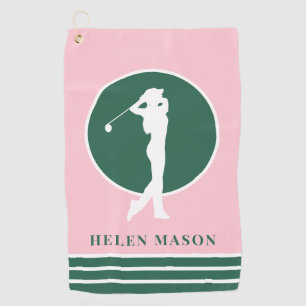 Pink and Green Ladies Golf Towel
