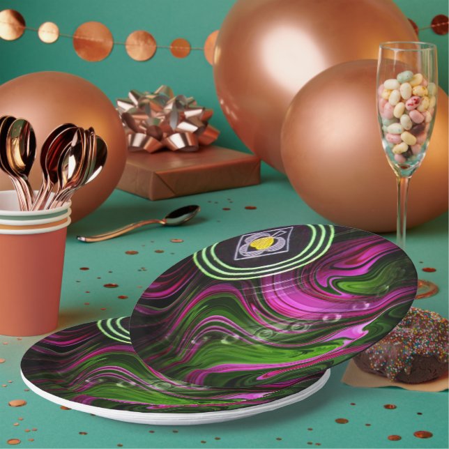 Pink And Green Lawn Bowl, Paper Party Plates (Multi)