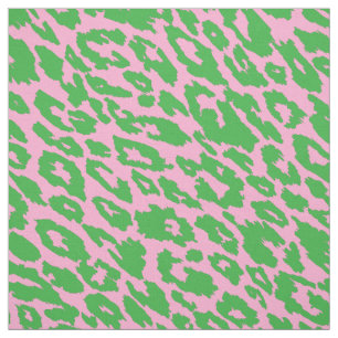 Pink and Green Leopard Fabric
