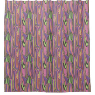 pink and green liquid shapes shower curtain