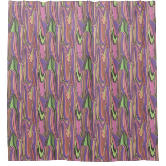 pink and green liquid shapes shower curtain (Front)