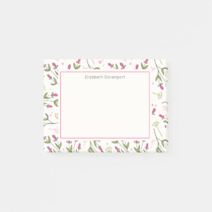 Pink and Green Long Stem Wildflowers Post-it Notes