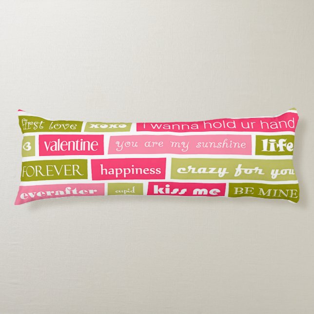 Pink and Green Love Letters Body Cushion (Front)