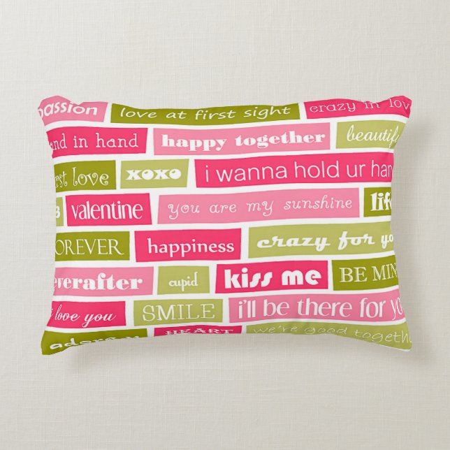 Pink and Green Love Letters Decorative Cushion (Front)