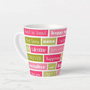 Pink and Green Love Letters Latte Mug