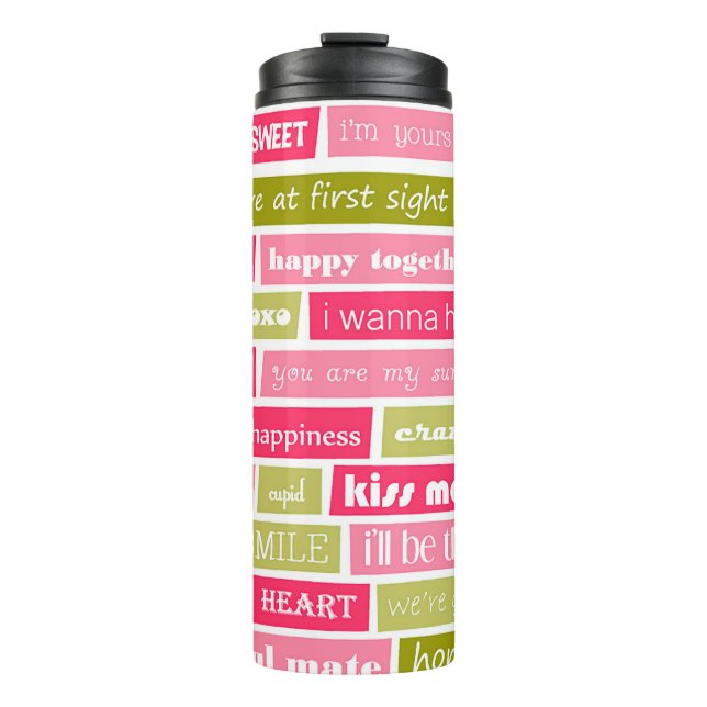 Pink and Green Love Letters Thermal Tumbler (Front)
