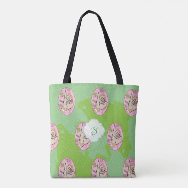 Pink and Green love Tote Bag (Back)