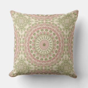 Pink and Green Mandala Pattern Design Cushion
