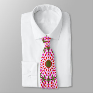 Pink and Green Mandala Pattern Tie