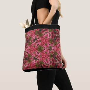 Pink and green mandala tote bag