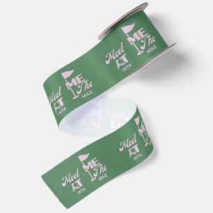 Pink And Green Meet Me at the 19th Hole Satin Ribbon