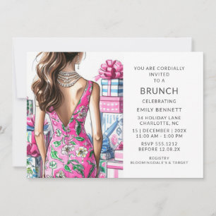 Pink and Green Modern Bridal Shower Invitation