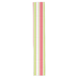 Pink and Green Modern Stripes Long Table Runner