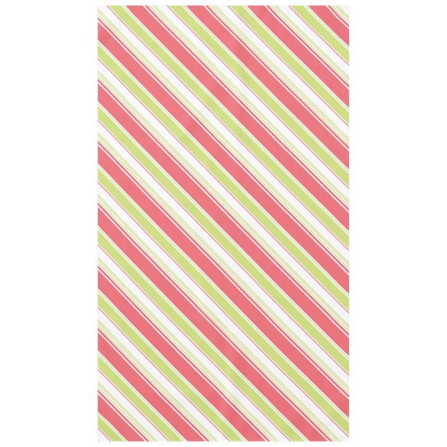 Pink and Green Modern Stripes Tablecloth (Front)