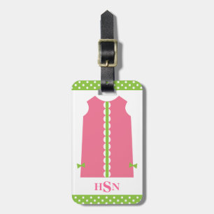 Pink and Green Monogram Shift Dress Luggage Tag
