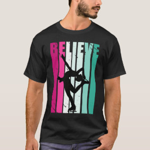 Pink And Green Motivational Girls Ice Skating Beli T-Shirt