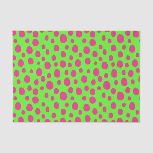 Pink and Green Neon Animal Spot Print Decoupage Tissue Paper (Front)