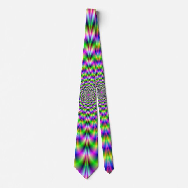 Pink and Green Neon Flower Tie (Front)