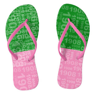 Pink and Green Nineteen  Flip Flops