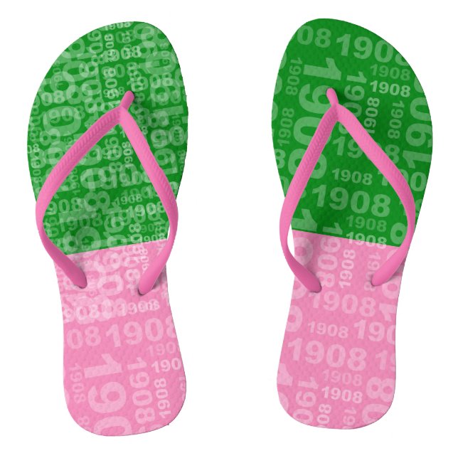 Pink and Green Nineteen  Flip Flops (Footbed)