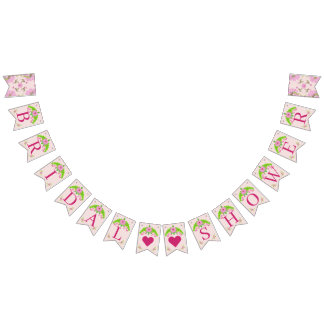 Pink and Green Nostalgic Floral bunting banner