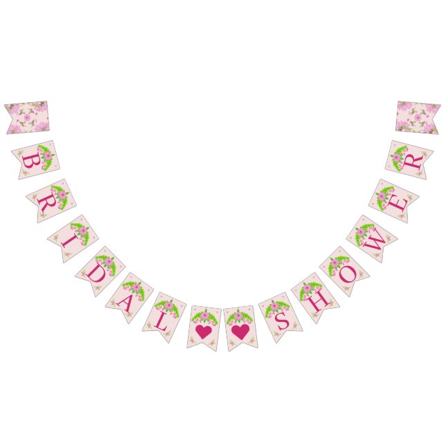 Pink and Green Nostalgic Floral bunting banner (All)