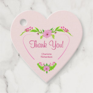 Pink and Green Nostalgic Floral Favour Tags
